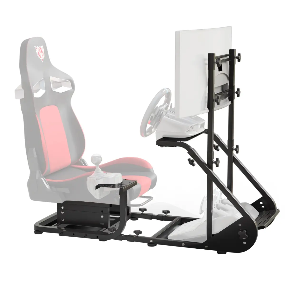 Enhanced Stable Computer Gaming Chair Cockpit - Adjustable, Compatible with Fanatec, PXN, Thrustmaster, Logitech Driving Simulators; Excludes Handbrake, Pedals, Monitor