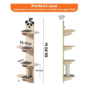 Colourtree Door Mounted Cat Tree, 4-Level Over Door Cat Climber, Multi-Level Hanging Mounted Vertical, Space-Saving Cats Shelf for Indoor Cats
