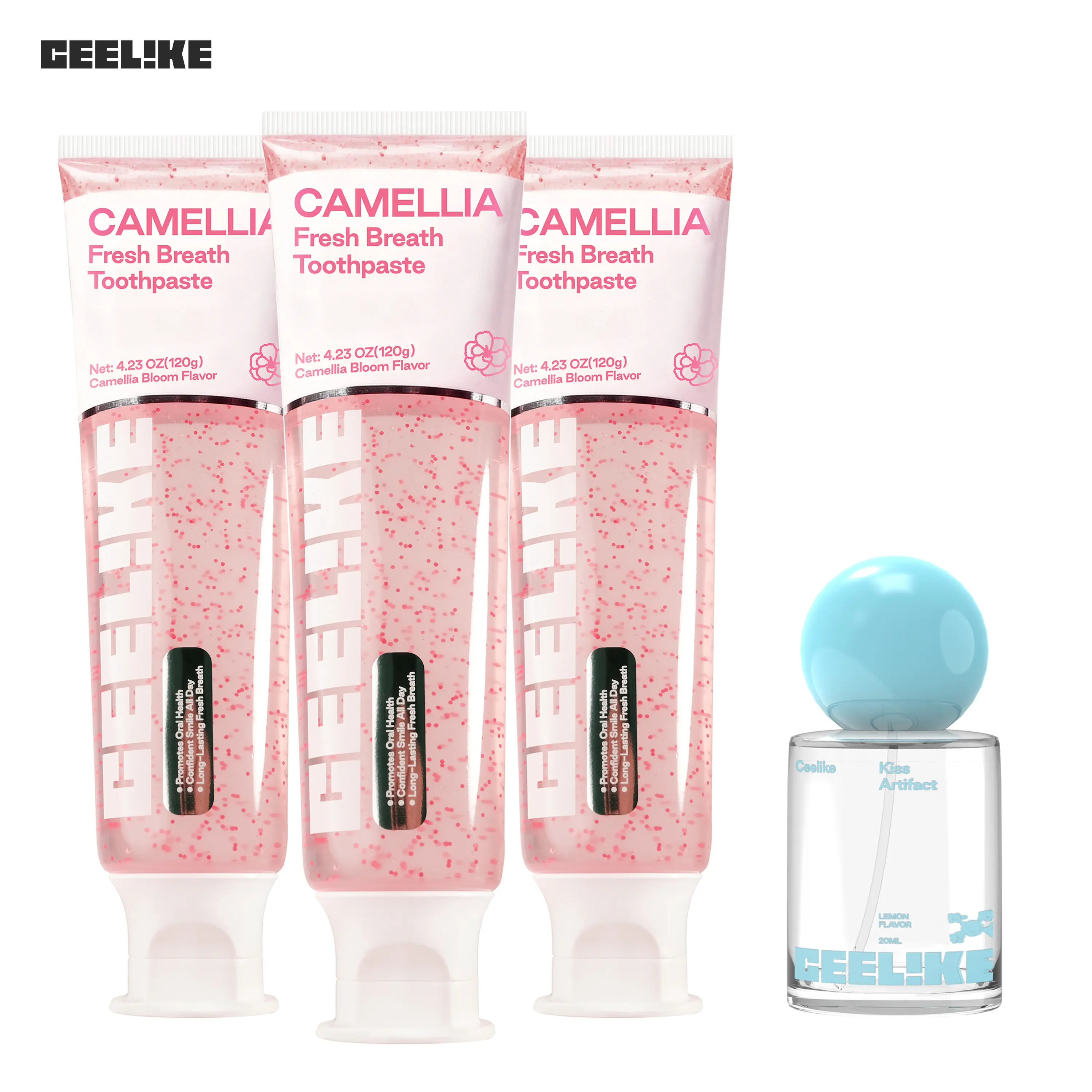 CEELIKE Oral Care 4-Piece Set | 3 Toothpastes + 1 Oral Spray, Comprehensive Cleaning & Long-Lasting Fresh Breath