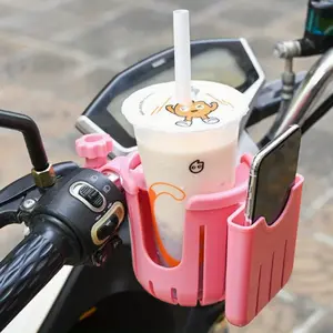 Bike & Scooter Cup Holder with Phone Mount - Durable PVC Drink Holder for Outdoor Adventures, Black, Multi-Slot Design for Bottles and Devices