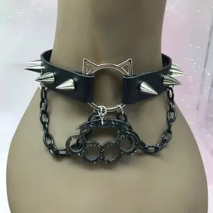 Knuckles goth gothic black spooky necklace Halloween necklace