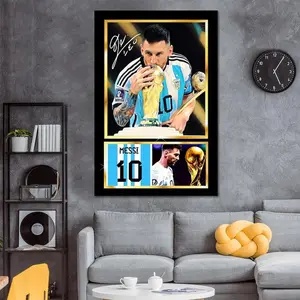 LIONESI 10, Motivational Wall Art, Messi Poster, Pop Culture Icon, Football Legends Art, Framed CANVAS, Sport Decor Ready to Hang Gift