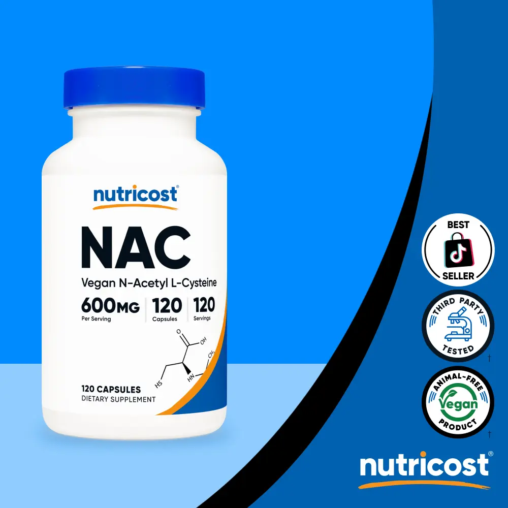 Nutricost N-Acetyl L-Cysteine (NAC) Supplement Capsules Nutricost N-Acetyl L-Cysteine (NAC) Supplement Capsules