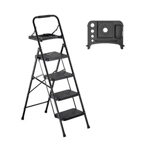 4 Step Ladder - 600 lbs Capacity - Folding Step Stool, Anti-Slip, Tool Tray, Home & Kitchen Use 4-Step