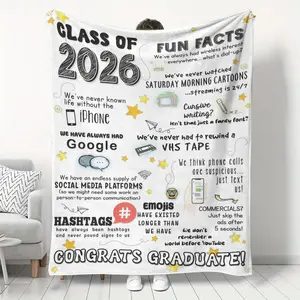 2026 Graduation Gift Blanket, Graduation Gift for Him, Graduation Gift for Boys, Soft Comfy Blanket, 2026 Graduation Commemorative Blanket – Fun Commemorative Data Blanket, Cozy Plu