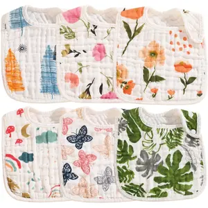 Organic Baby Bibs Set of 6, Unisex Soft Cotton Drool & Teething Bibs, Super Absorbent, Easy Clean & Wear, Suitable for Infants 0-24 Months, Toddler Bib