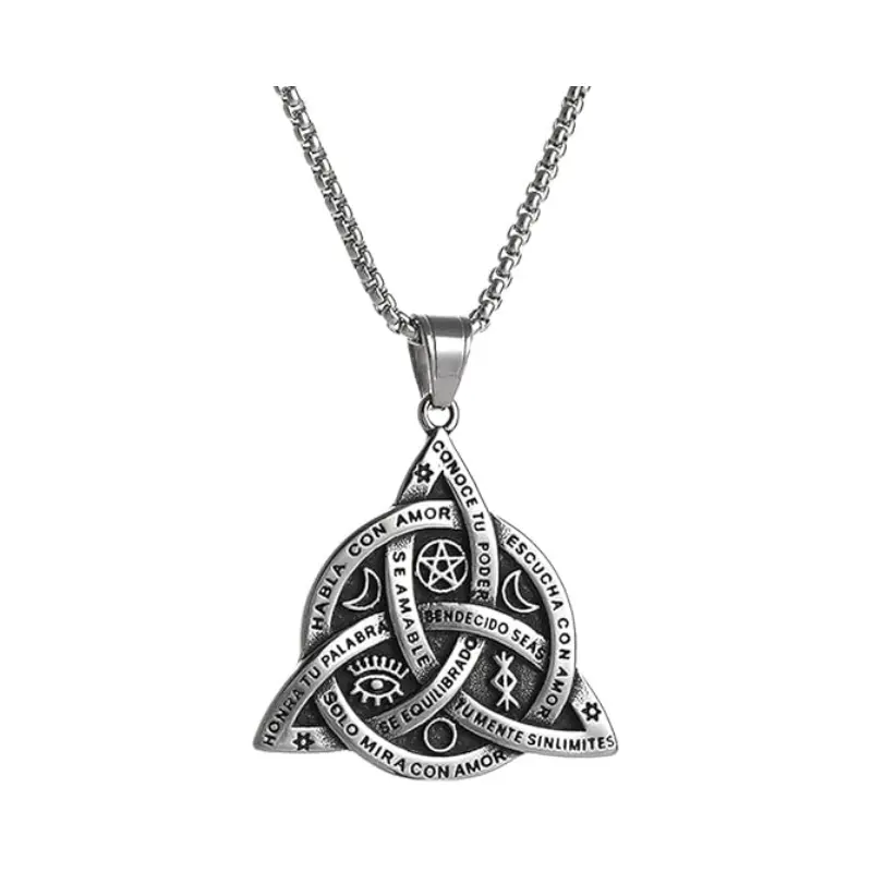 Witch Knot Necklace - Triple Goddess Triquetra Pendent - Irish Christian Trinity Knot Necklace