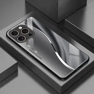 A mobile phone protective case designed with black and silver streamline patterns. Suitable for iPhone 11, 12, 13, 14, 15, 16, 17 PIUS, Pro, and Promax