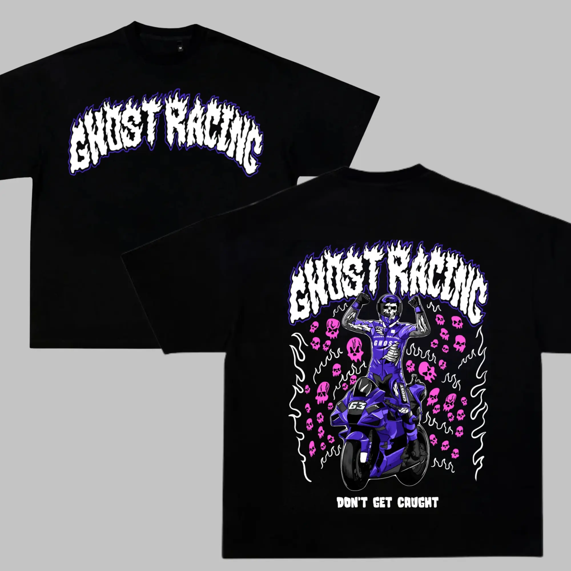 Purple Champion Ghost Racing Shirt, Skull & Motorcycle Design, Unisex Racing Club T-shirt, Bold Motorsports Apparel, Ghost Rider Style Gear