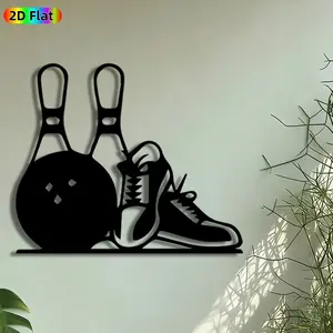 1pc Bowling Set Metal Wall Art, Bowling Pins & Ball Statue Mural, Artistic Metalwork, Intricate Craftsmanship, Perfect for Housewarming, Fathers Day Decor, Perfect for Game Room Man Cave Bar Decor, Ideal Gift for Bowling Enthusiasts.