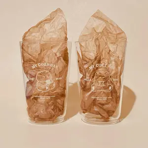 Cute ‘MY COZY DAY’ Glass Cup - Glassware - Kawaii - Cute Bear Design - Drinking Cup - Coffee Tea Juice Milk Water Drinkware - Home Café