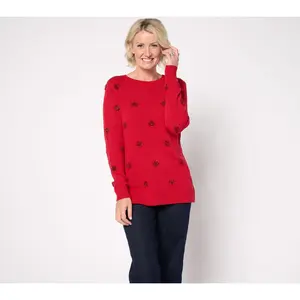 Jingle Belles by Kim Gravel Tinsel Dots Bateau Neck Sweater