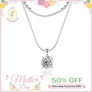 EOM Moissanite 2ct Whispers of Love Copper Pendant Necklace Wedding Engagement Anniversary Gift for Women mothersdaygift