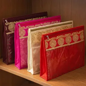 Elegant Assorted Sari Storage Bags | Transparent Zippered Covers for Weddings & Gifts | Protect and Organize with Style