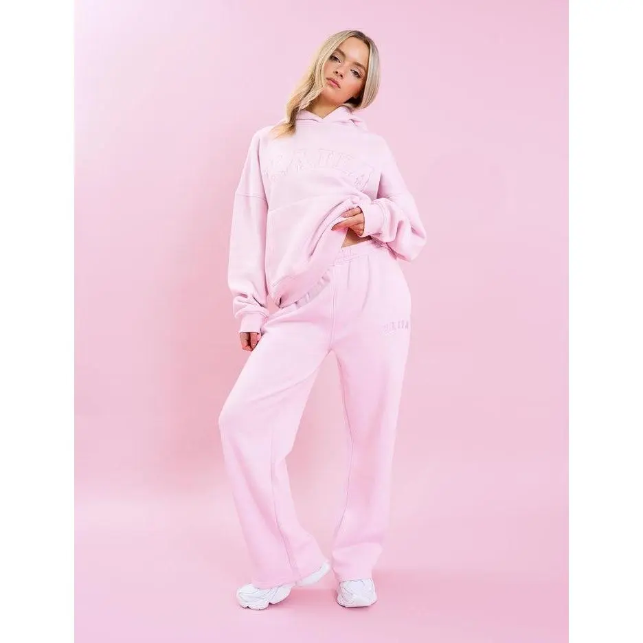 Kaiia Logo Wide Leg Sweat Pants Baby Pink