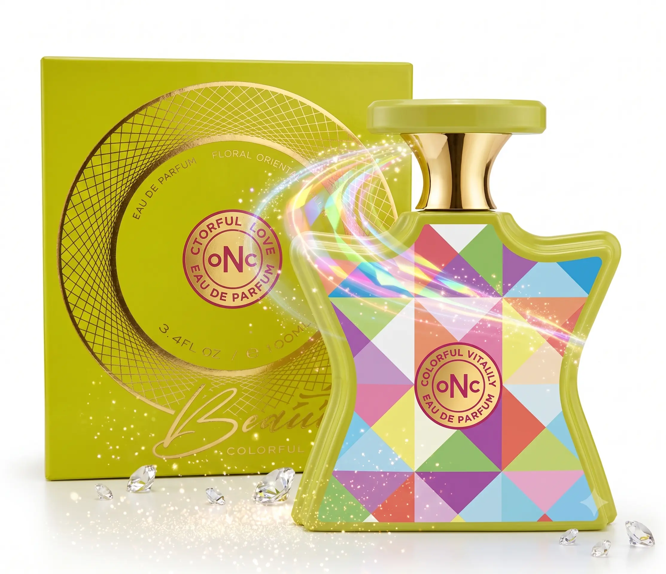 oNc Beau Eau de Parfum 100ml - Long Lasting Floral Oriental Fragrance for Women, Colorful Geometric Bottle, Luxury Perfume Gift