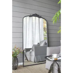 66" x 36" Full Length Mirror, Arched Mirror Hanging or Leaning Against Wall, Large Black Mirror for Living Room