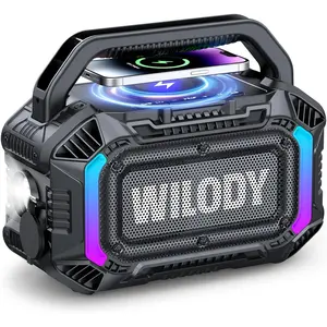 Speakers  , 100W Loud Outdoor Speaker with Bass, IPX7  Floatable, 20H Playtime,  Charge, TWS, RGB Light, Portable Speaker for Work, Garage, Outdoor (Black)