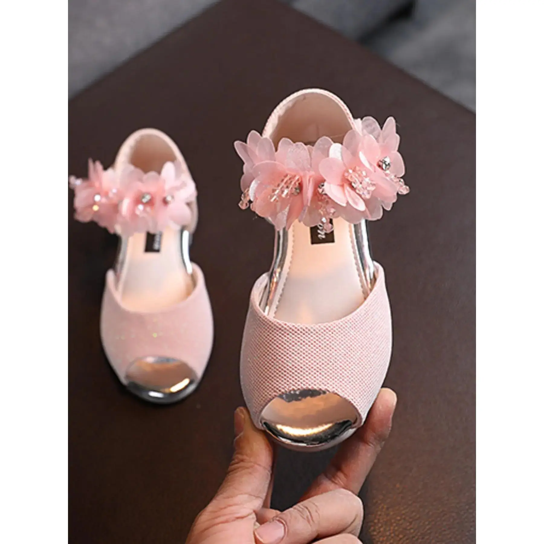 Girls' Floral Mary Jane Dress Shoes, Breathable Textile Low Heel with Safety Rubber Sole for Toddlers, Parties, Weddings & Dances, Floral Print Dress, Wedding‑Dance Ready