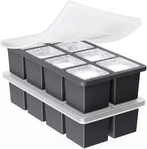 Professional-Grade 2-Inch Huge Square Silicone Ice Cube Trays: Specifically Engineered for Crafting Long-Lasting Ice Cubes that Perfectly Chill Whiskey, Bourbon, Scotch, and Artisanal Cocktails