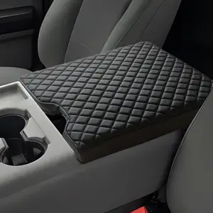 Center Console Armrest Cover compatible with Ford F150 2015-2024 and F250 F350 F450 2017-2024 Leather Arm Rest Box Lid Middle Console Armrest Cover Accessories(40/20/40 Jump Seat Console Only)(black)