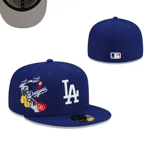 New Era MLB 59FIFTY NY Yankees LA Dodgers Fitted Cap – Black Hat Size 7 1/2, Flat Brim, Streetwear, Urban