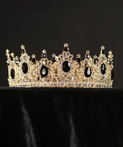 Royal King Black Rhinestone Crown for Men, Wedding, Costume, Hair Accessories, Cosplay, Halloween Party, Birthday Crown, Masquerade Ball
