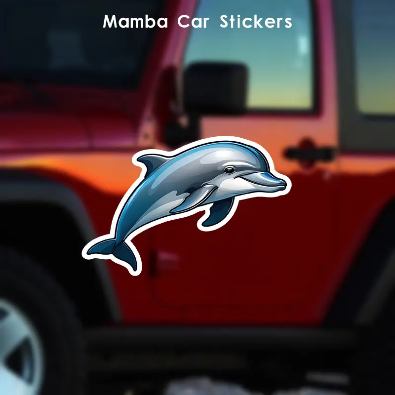Waterproof Dolphin Sticker - Made of Premium Vinyl Material, Suitable for Cars, Laptops, and Personal Items | Easy To Attach, Long-lasting Adhesive