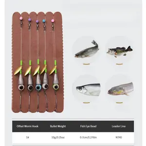 5pcs Pre-rigged Texas Rig Set with Spinner Blade, Bass Fishing Gear Includes 6pcs T-tail Soft Lures & Tackle Box, Ready-to-Fish Kit