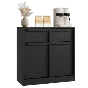Garvee 31.5" Sideboard Buffet Cabinet, Large Coffee Cabinet with 2 Doors & 2 Drawers, Modern Storage Buffet Table, Wooden Sideboard Cabinet with Storage, for Kitchen, Dining Room, Living Room, Black