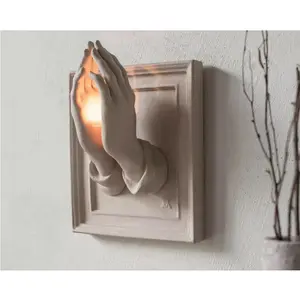 Halloween Praying Hands Resin Wall Sconce - Gothic Wall Hanging Candle Holder Decor for Home, Party & Holiday Display