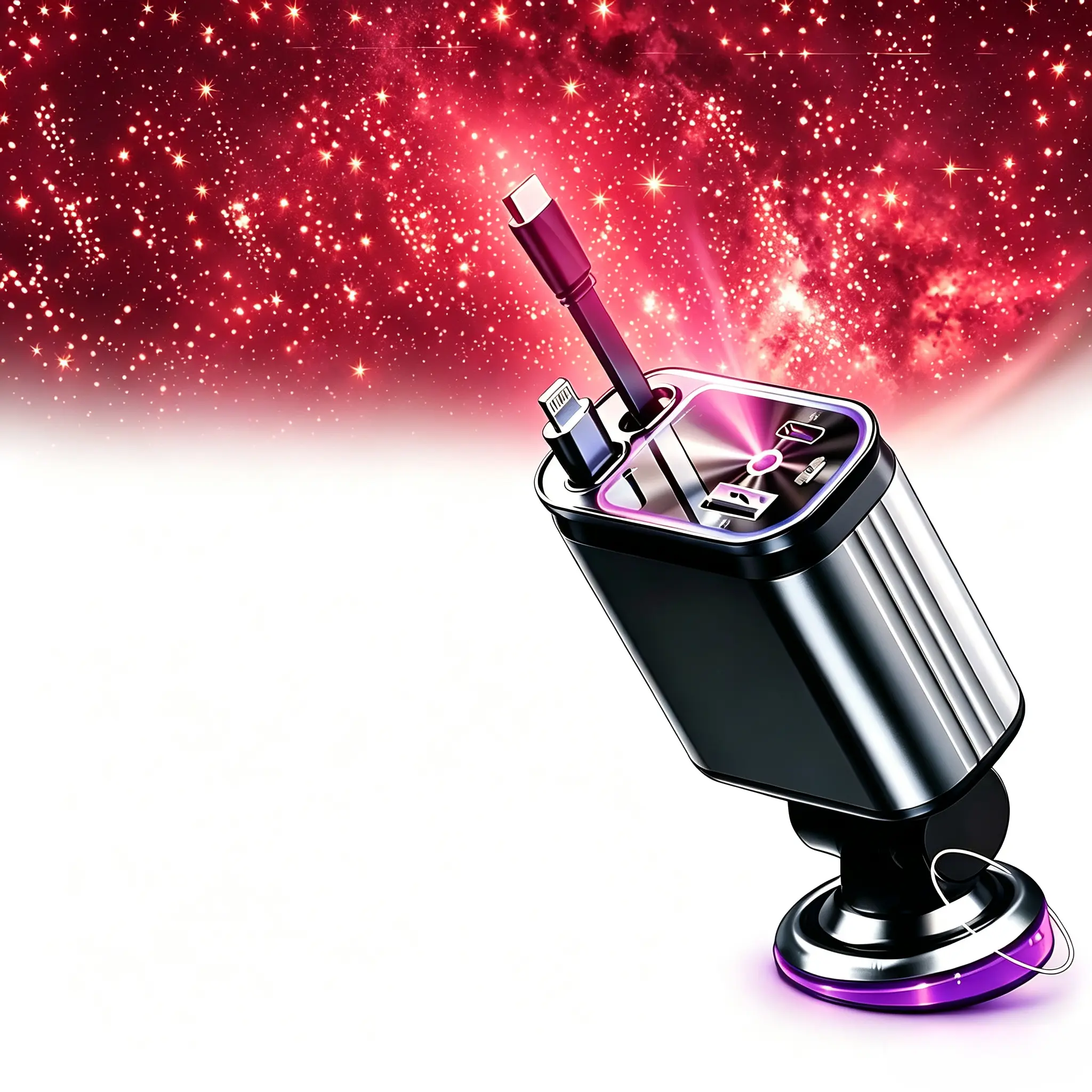 120W Power Red Starry Sky LED Car Charger - 4-in-1 Retractable Cable Multi-Port USB C Accessory with Built-in Starlight Projector for Night Driving & Multi-Phone Fast Charging