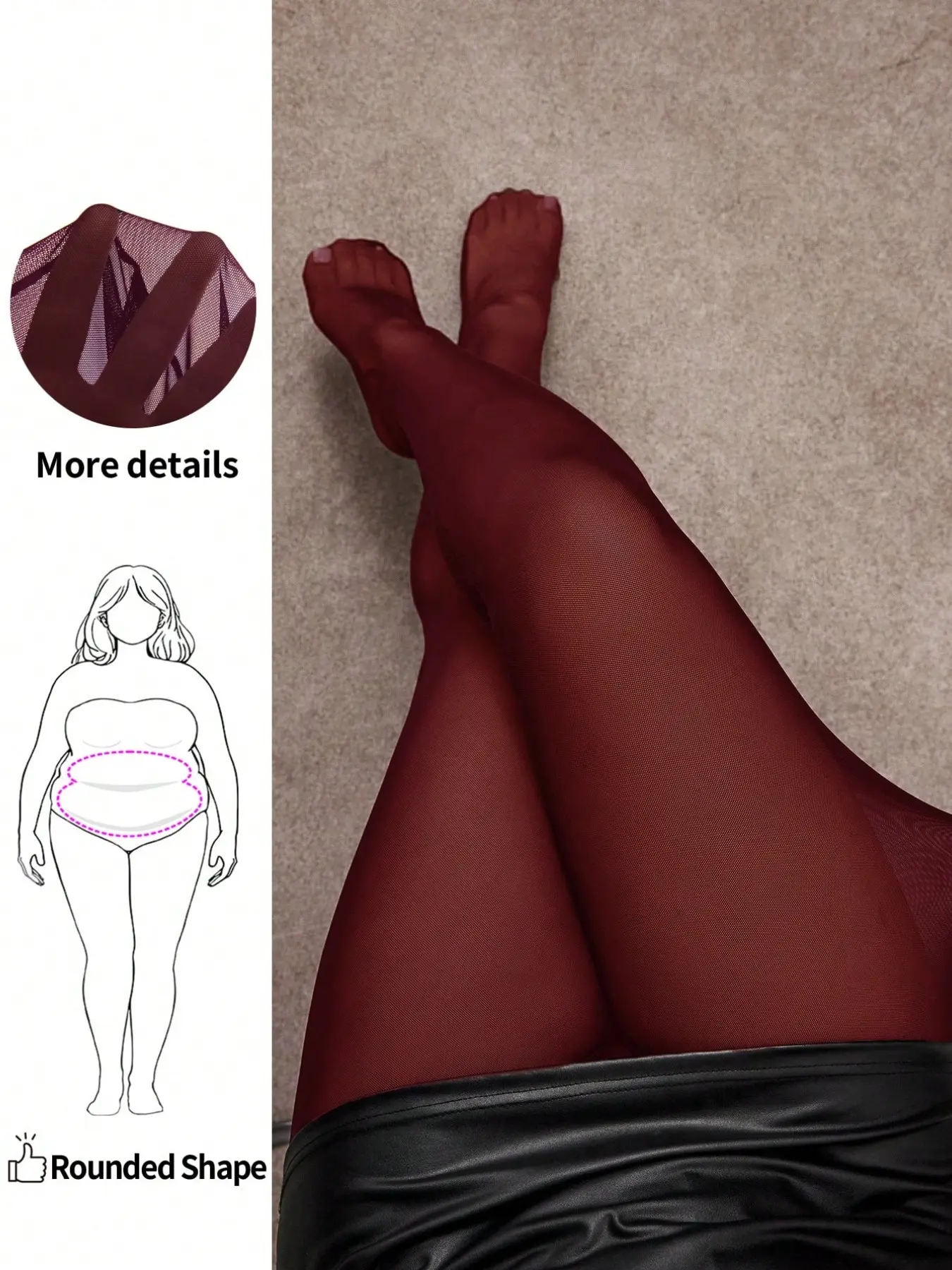 Women's Wine Ultra-Thin Body Stocking, Sexy Silk Socks, Comfortable Wear, Suitable for Various, All Seasons