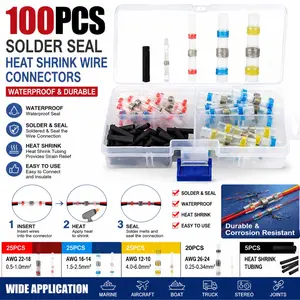 100PCS Solder Seal Wire Connectors-haisstronica Waterproof Heat Shrink Butt Connectors-Self Solder for Marine,Aircraft,Boat,Truck,Stereo,Joint