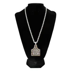 D47024 Silver Strike Men's 24" Ear Tag Copper Buck Lace Necklace