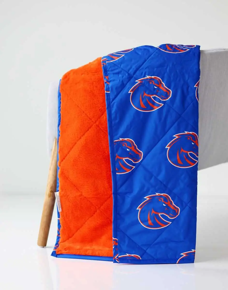 Boise State Broncos Hooded Blanket - Detachable Hood, Plush Minky Lined, Water-Resist Sports/Camping Blanket with Mascot, Quilted Back, 60"x63" for Outdoor Events