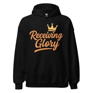 Receiving Glory Unisex Hoodie - Orange Words with Gold Crown Design for Men and Women