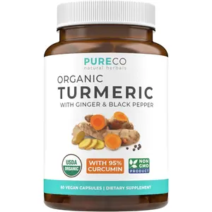 Organic Turmeric Ginger Black Pepper Supplement - High Potency Organic Turmeric Curcumin Capsules with Ginger & Black Pepper for Enhanced Benefits and Absorption - Vegan & Non-GMO (1 Month Supply)