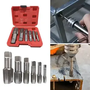6-Piece Npt Pipe Fitting Kit with Threaded Connectors, Storage Box, Threading Tool Set, Essential Plumbing Tools for Home & Industry Use