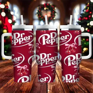 1pc 40oz Dr Pepper,Stainless Steel Thermal Travel Cup, Quencher Tumbler, Portable, Leakproof,with Lid and Straw, Hand Wash Only, Reusable,for Outdoor Activities, Travel, All Seasons,Suitable for daily use and special occasions, Stainless Steel Drinkware