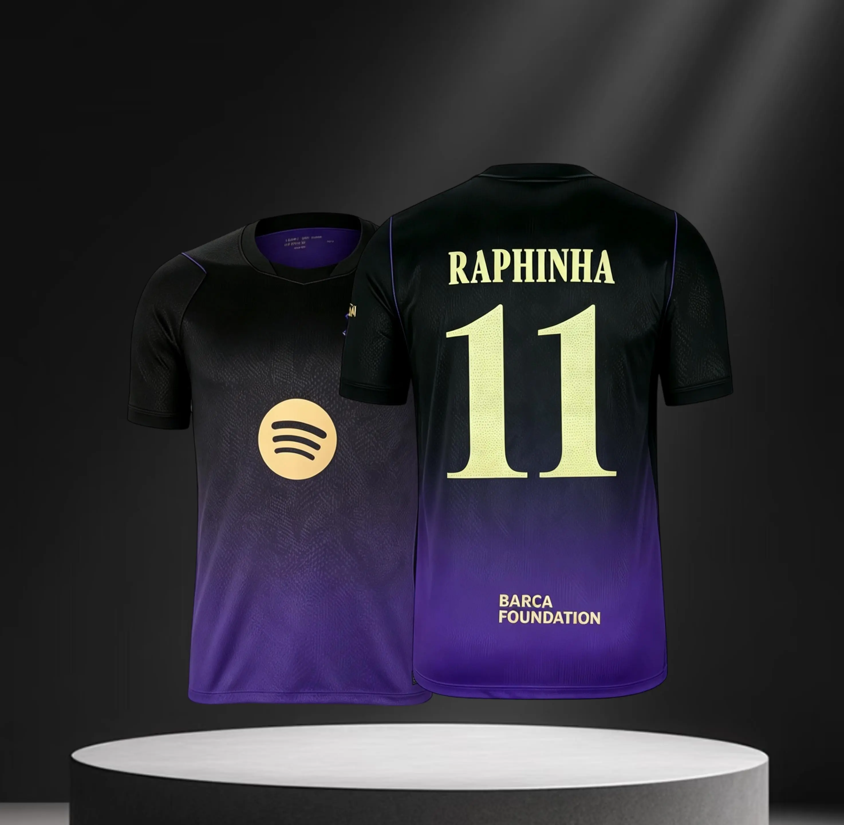 11# Raphinha 26 27 Away Short Sleeve Soccer Jersey Fans Version Black and Purple