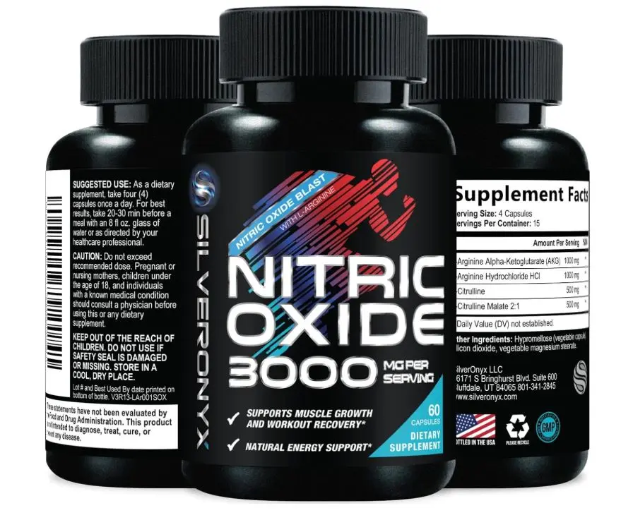 Extra Strength Nitric Oxide Booster - 3X Strength L-Arginine AKG & Citrulline Malate - Men & Women Premium Pre Workout Nitric Booster - Natural Energy & Muscle Support, Bottled in USA - 60 Capsules
