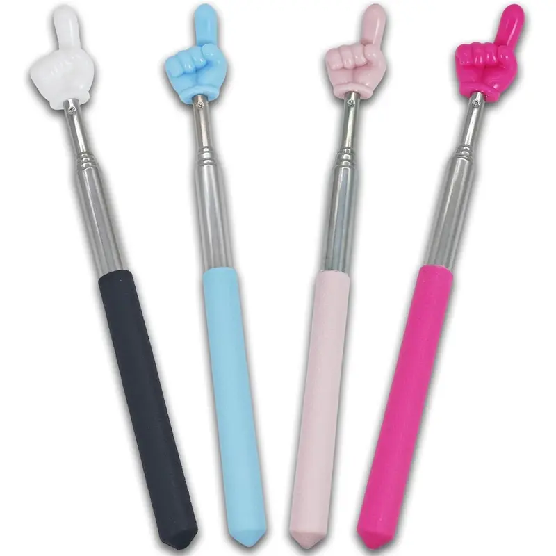 4 count Extendable Pointer Finger Stick - Bright Colored Telescopic Teachers Pointer for Classroom,  Pointing Stick for  Reading & Presentation Pointers