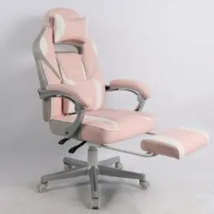 Garvee Ergonomic Gaming Chair 360° Swivel with Retractable Footrest, Adjustable Height PU Leather Computer Chair with Lumbar & Headrest Support for Home Office, Play Room, Bedroom