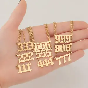 Stainless Steel Angel Number Lucky Numbers Necklaces 111 222 333 444 555 777 888 999 666 000 Pendant Necklace Charms Jewelry 2026 New