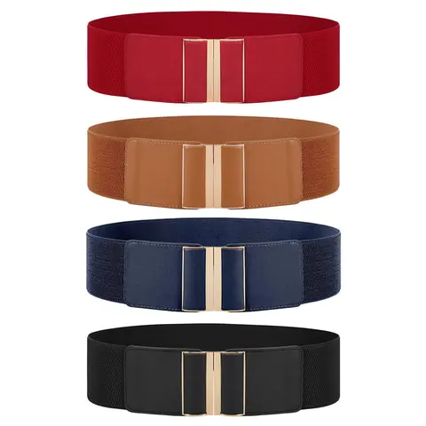 JASGOOD 4 Pack Cosplay Belt Wide Elastic Stretch Waist Belts for Women Dress