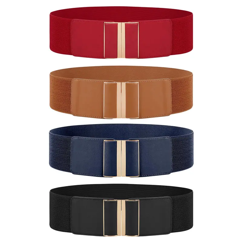 JASGOOD 4 Pack Cosplay Belt Wide Elastic Stretch Waist Belts for Women Dress