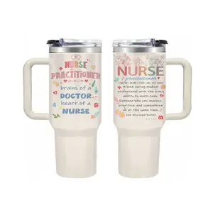 40oz Nurse Practitioner Tumbler with Handle, Insulated Stainless Steel Coffee Cup, Nurse Practitioner Gifts for Women, Healthcare Workers, 40 oz Travel Mug for Work, Graduation, Appreciation