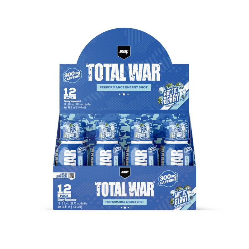 REDCON1 Total War Energy Shots - 300mg Caffeine Shots with B Vitamins & 0 Sugar - Long-Lasting Energy Shot for Focus Support - Fuel Your Workout or Workday (12 Count)
