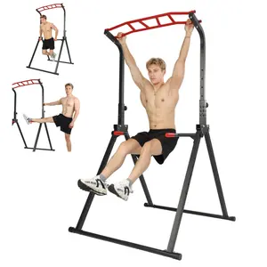 Power Tower Pull-Up and Dip Station - Foldable Adjustable Fitness Equipment with Triangular Design for Home Outdoor Strength Training
